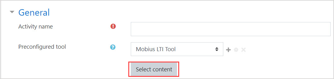The Select content button is highlighted.